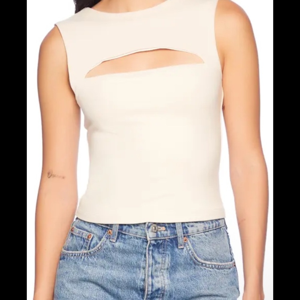 Susana Monaco Cream Cutout Tank Top